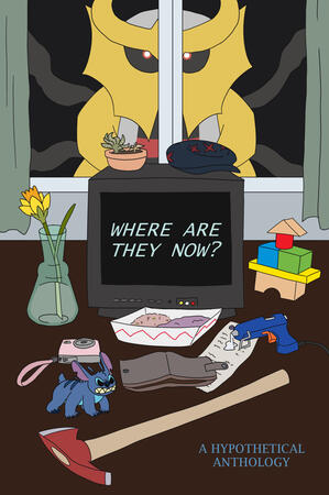 Digital book cover mockup. Set up like a scene. I don't actually take commissions in this style.