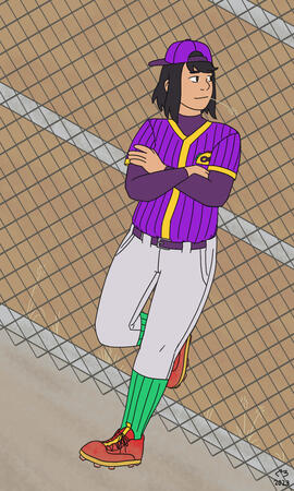 Digital fullbody, full color, scene background.