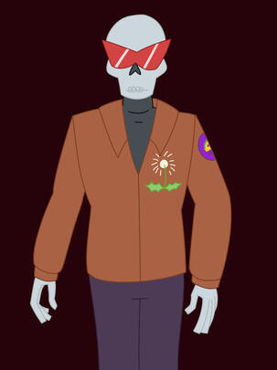 Digital closed lines, full color, flat background. Let's call it a halfbody.