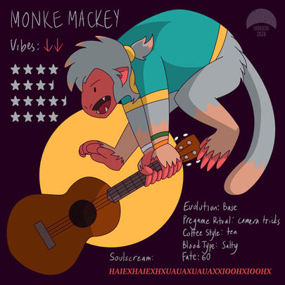 Digital fullbody. Closed lines, full color. Additional reference-like elements.