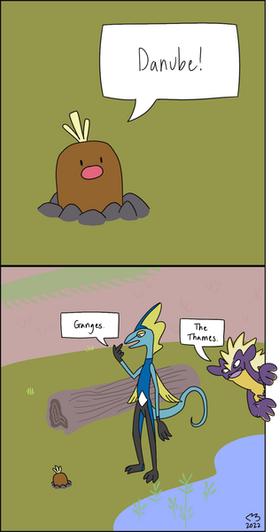 Digital two-panel comic. Closed lines, full color.